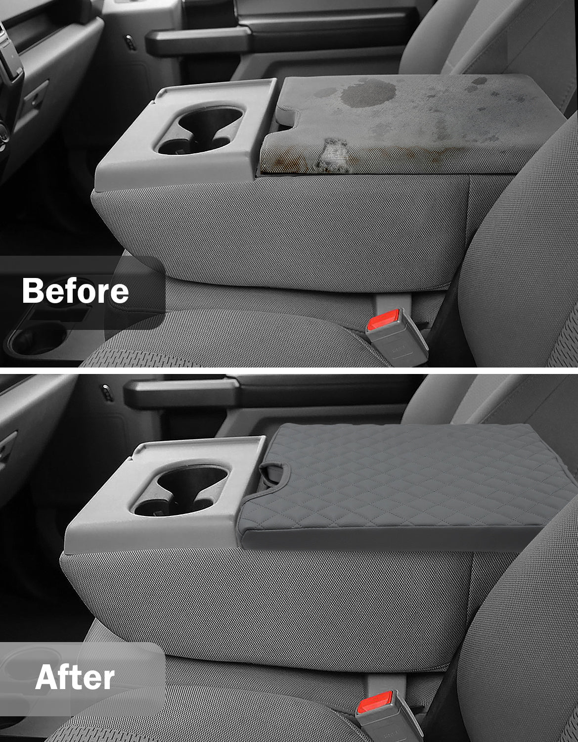 Center Console Armrest PU Leather Cover for Jump Seat 2015-2025 Ford F150 , 2017-2025 Ford F250 F350 F450 F550 Super Duty