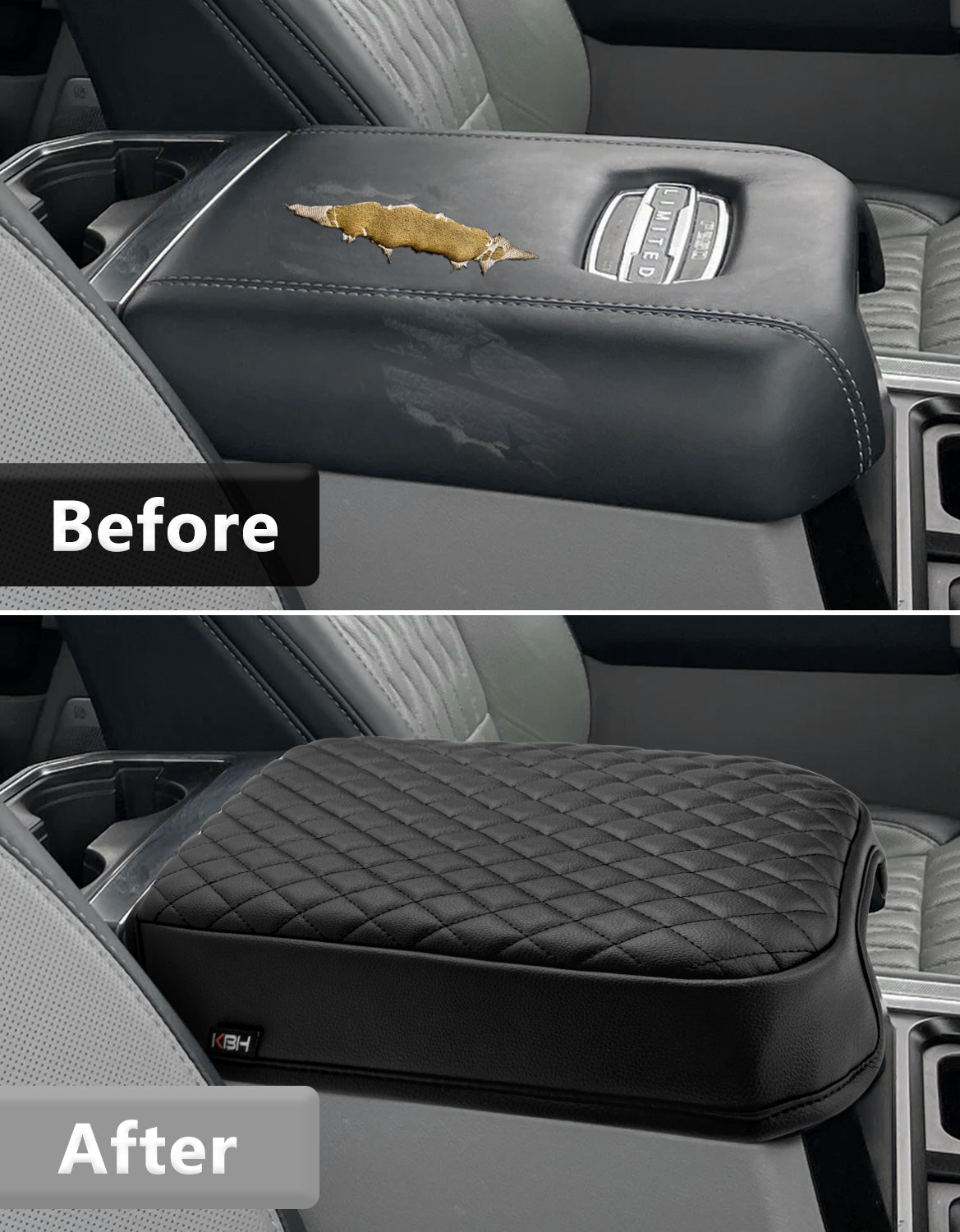 Center Console Cover Pad for Bucket Seat 2023-2026 Ford F250 F350 F450 F550 Super Duty