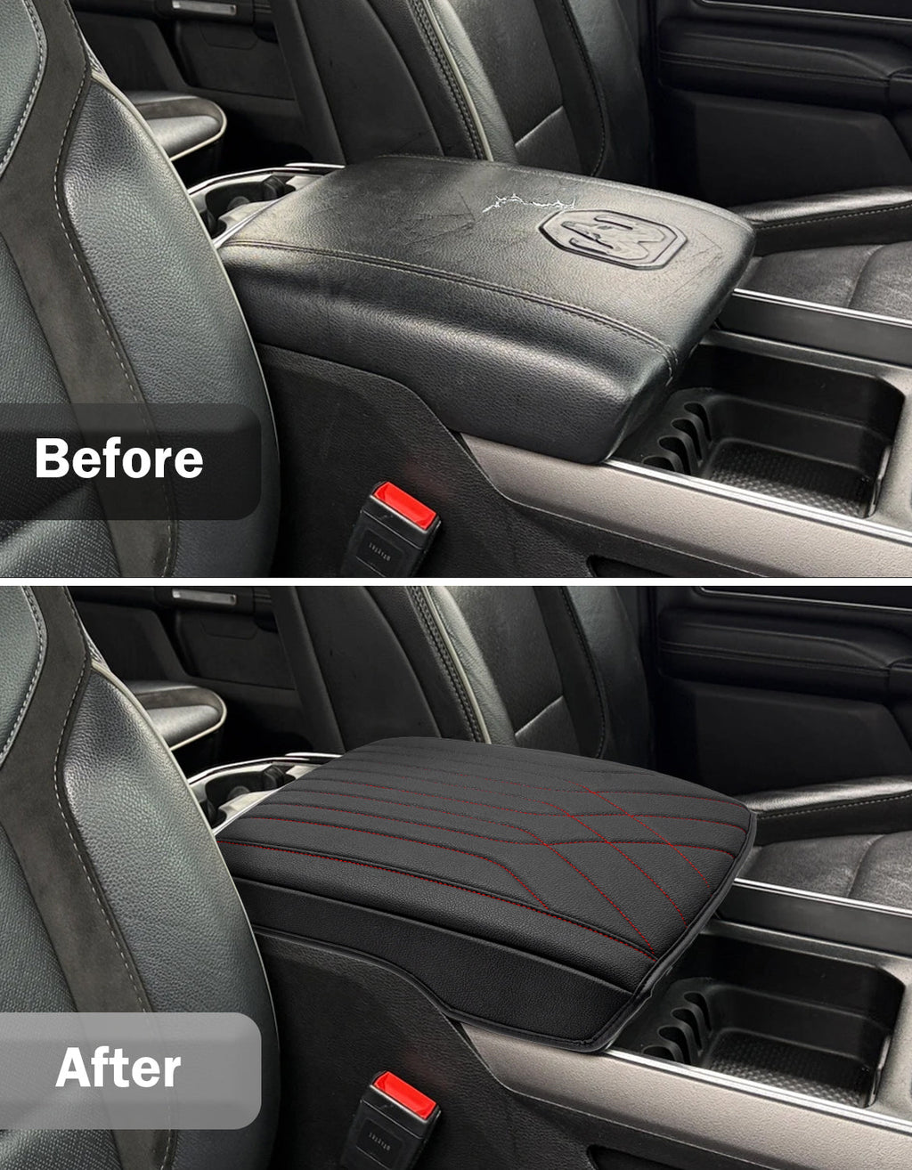 Center Console Armrest Cover for Bucket Seat 2019-2026 Dodge Ram 1500 2500 3500