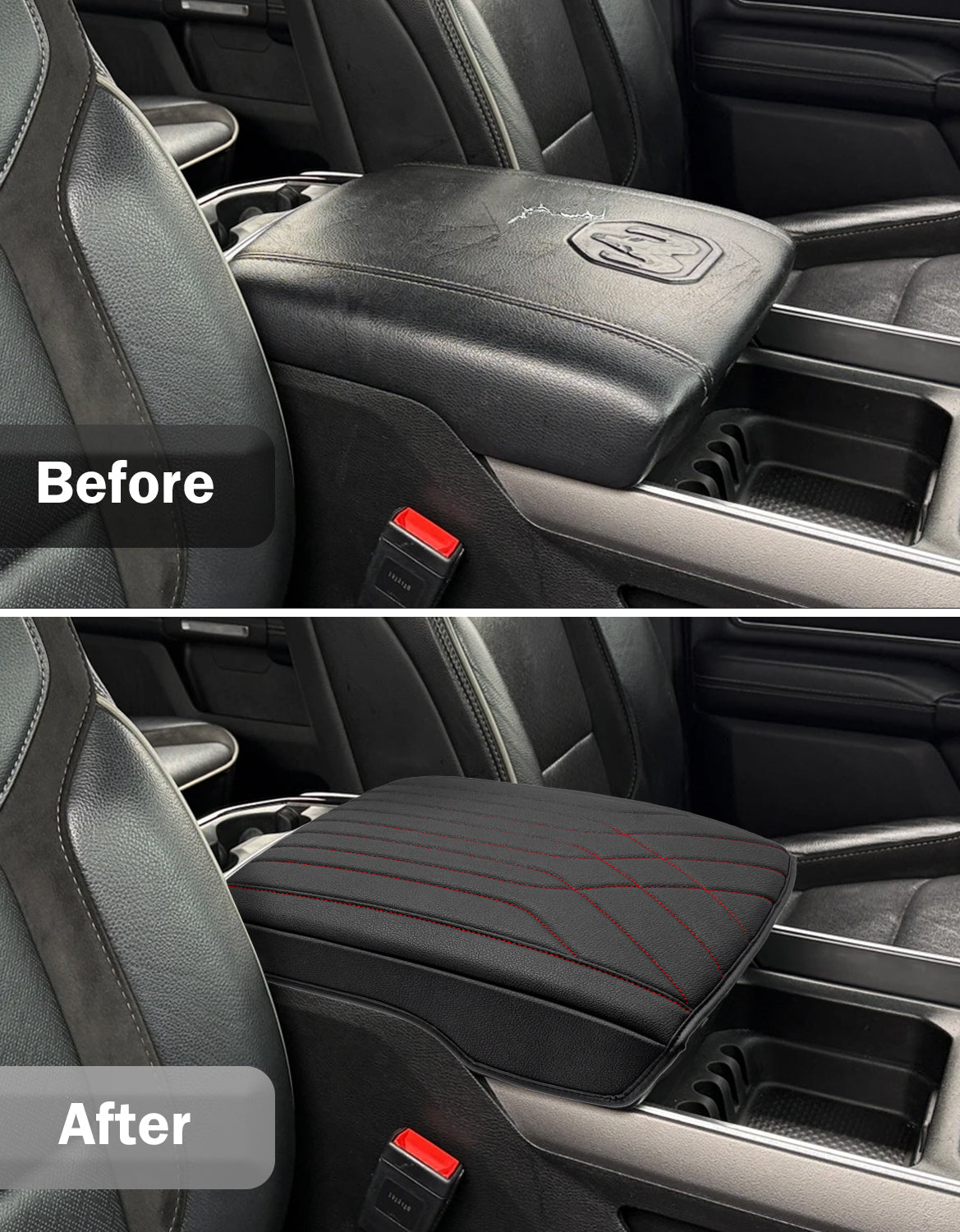 Center Console Armrest Cover for Bucket Seat 2019-2026 Dodge Ram 1500 2500 3500