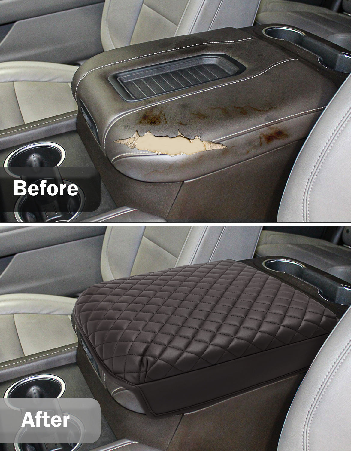 Center Console Armrest Cover Pad for Bucket Seat 2019-2026 Chevy Silverado 1500 2500 3500,2019-2026 GMC Sierra 1500 2500 3500,2021-2026 Tahoe/Suburban/Yukon