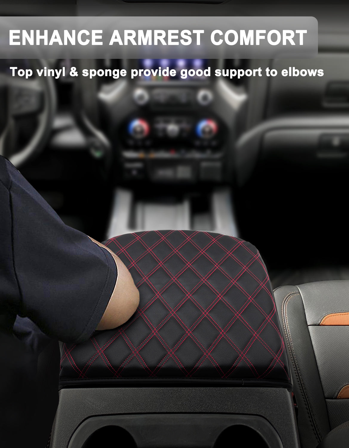 Center Console Armrest Cover Pad for Bucket Seat 2019-2026 Chevy Silverado 1500 2500 3500,2019-2026 GMC Sierra 1500 2500 3500,2021-2026 Tahoe/Suburban/Yukon