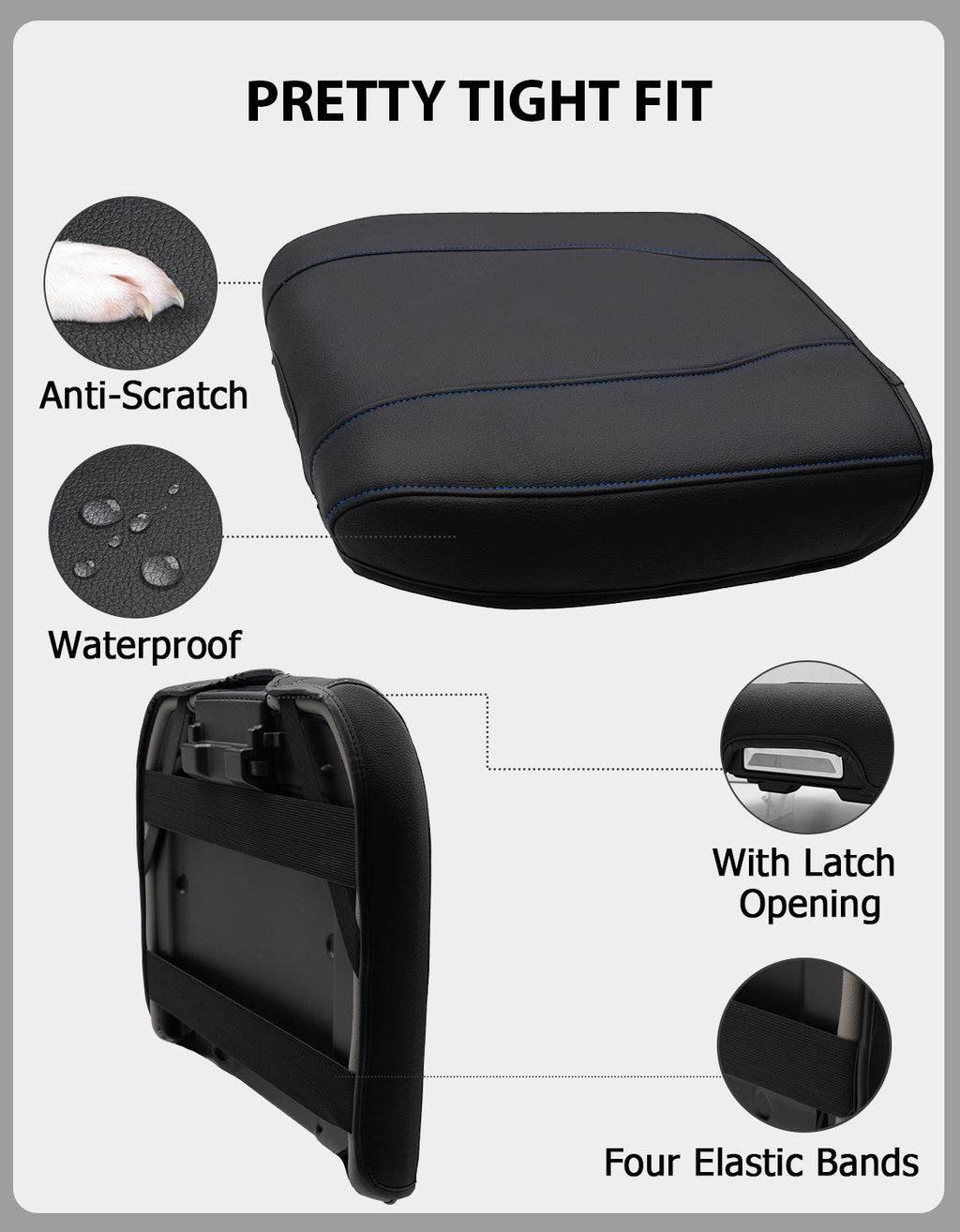 Thin Version Center Console Armrest Cover for Bucket Seat 2019-2026 Chevy Silverado 1500 2500 3500,2019-2026 GMC Sierra 1500 2500 3500,2021-2026 Tahoe/Suburban/Yukon