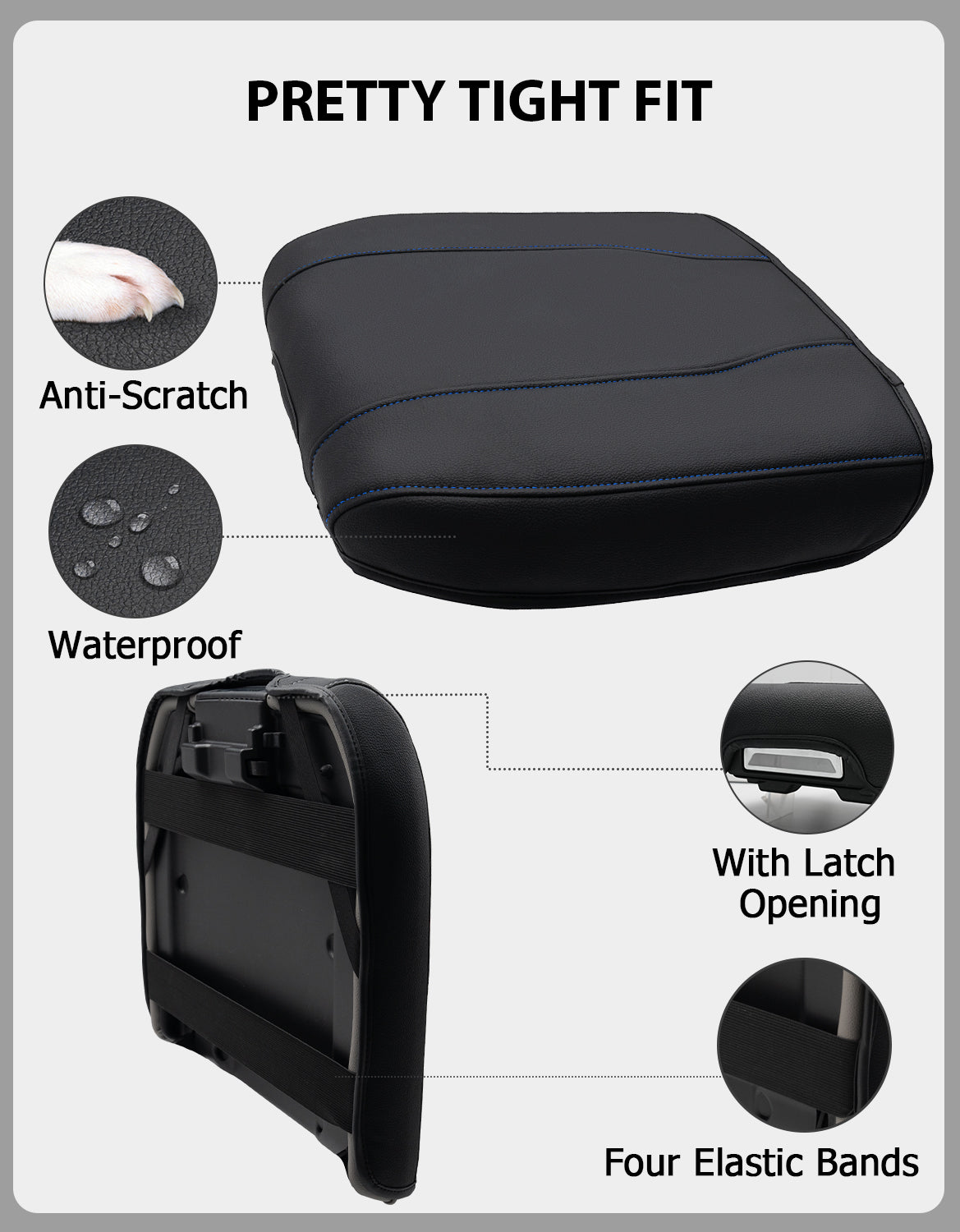 Thin Version Center Console Armrest Cover for Bucket Seat 2019-2026 Chevy Silverado 1500 2500 3500,2019-2026 GMC Sierra 1500 2500 3500,2021-2026 Tahoe/Suburban/Yukon