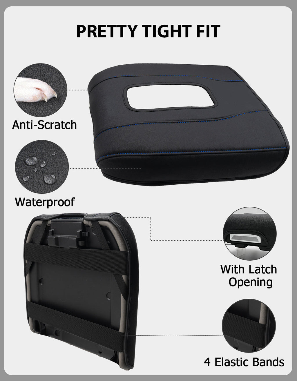 Thin Version Center Console Cushion Cover for Bucket Seat 2019-2026 GMC Sierra 1500 2500 3500,2019-2026 Chevy Silverado 1500 2500 3500, 2021-2026 Tahoe/Suburban/Yukon