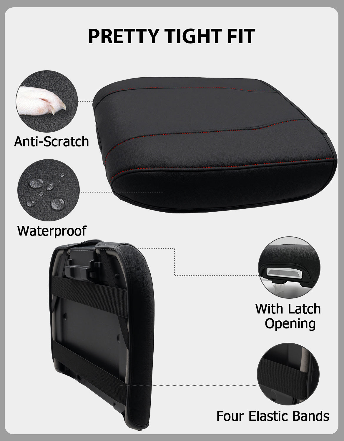 Thin Version Center Console Armrest Cover for Bucket Seat 2019-2026 Chevy Silverado 1500 2500 3500,2019-2026 GMC Sierra 1500 2500 3500,2021-2026 Tahoe/Suburban/Yukon