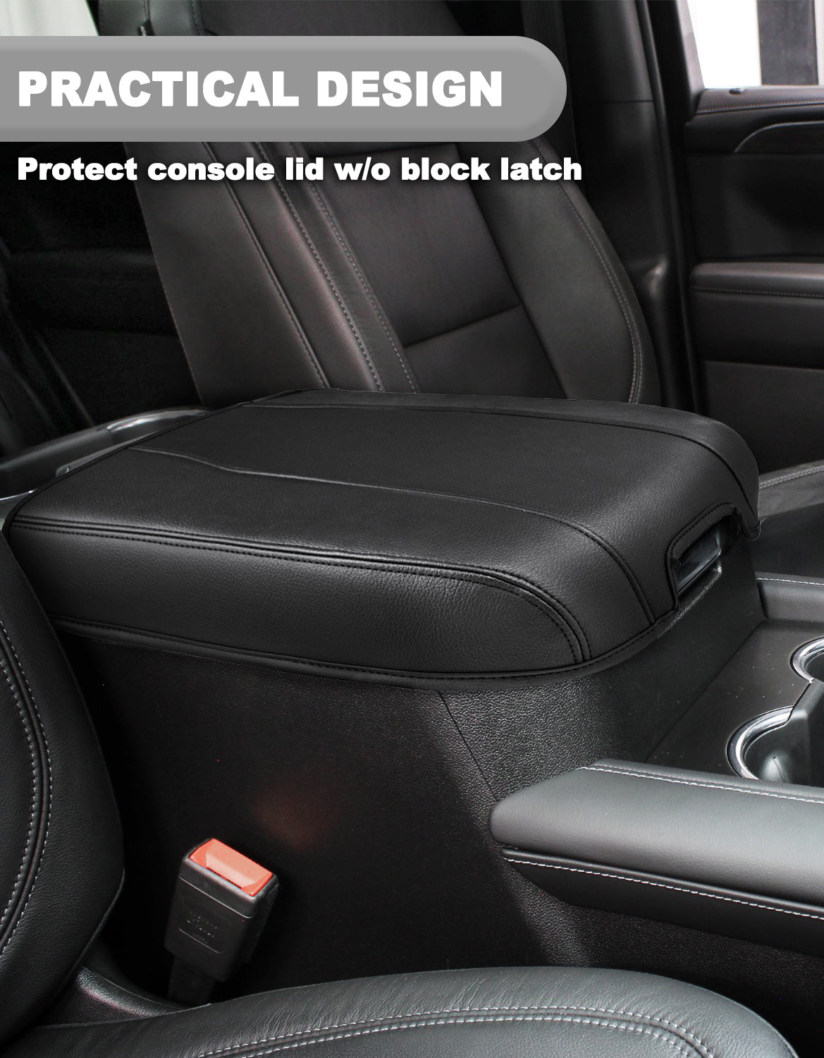 Thin Version Center Console Armrest Cover for Bucket Seat 2019-2026 Chevy Silverado 1500 2500 3500,2019-2026 GMC Sierra 1500 2500 3500,2021-2026 Tahoe/Suburban/Yukon