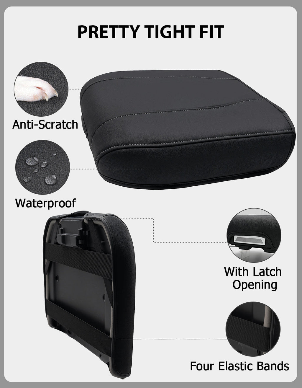 Thin Version Center Console Armrest Cover for Bucket Seat 2019-2026 Chevy Silverado 1500 2500 3500,2019-2026 GMC Sierra 1500 2500 3500,2021-2026 Tahoe/Suburban/Yukon