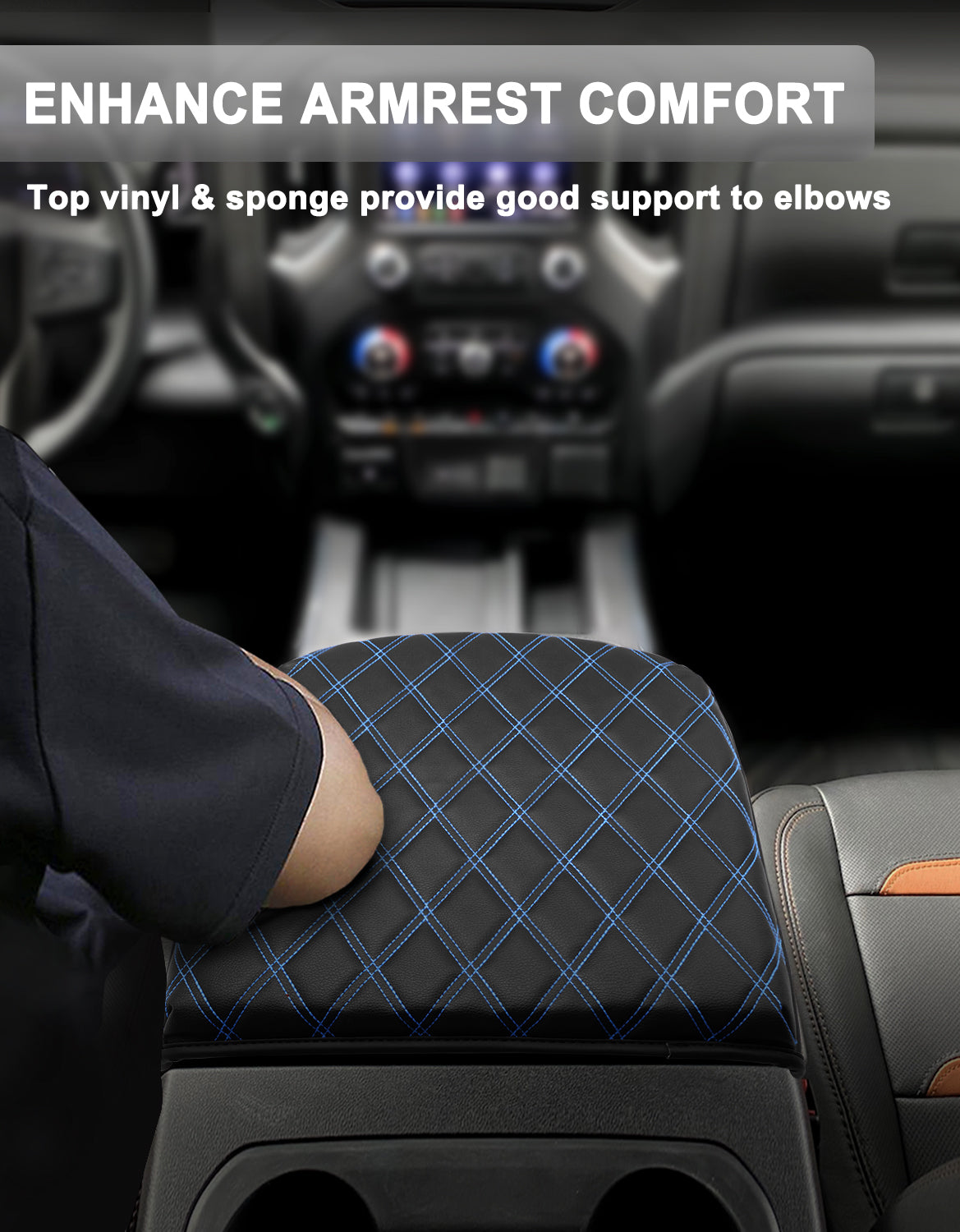 Center Console Armrest Cover Pad for Bucket Seat 2019-2026 Chevy Silverado 1500 2500 3500,2019-2026 GMC Sierra 1500 2500 3500,2021-2026 Tahoe/Suburban/Yukon