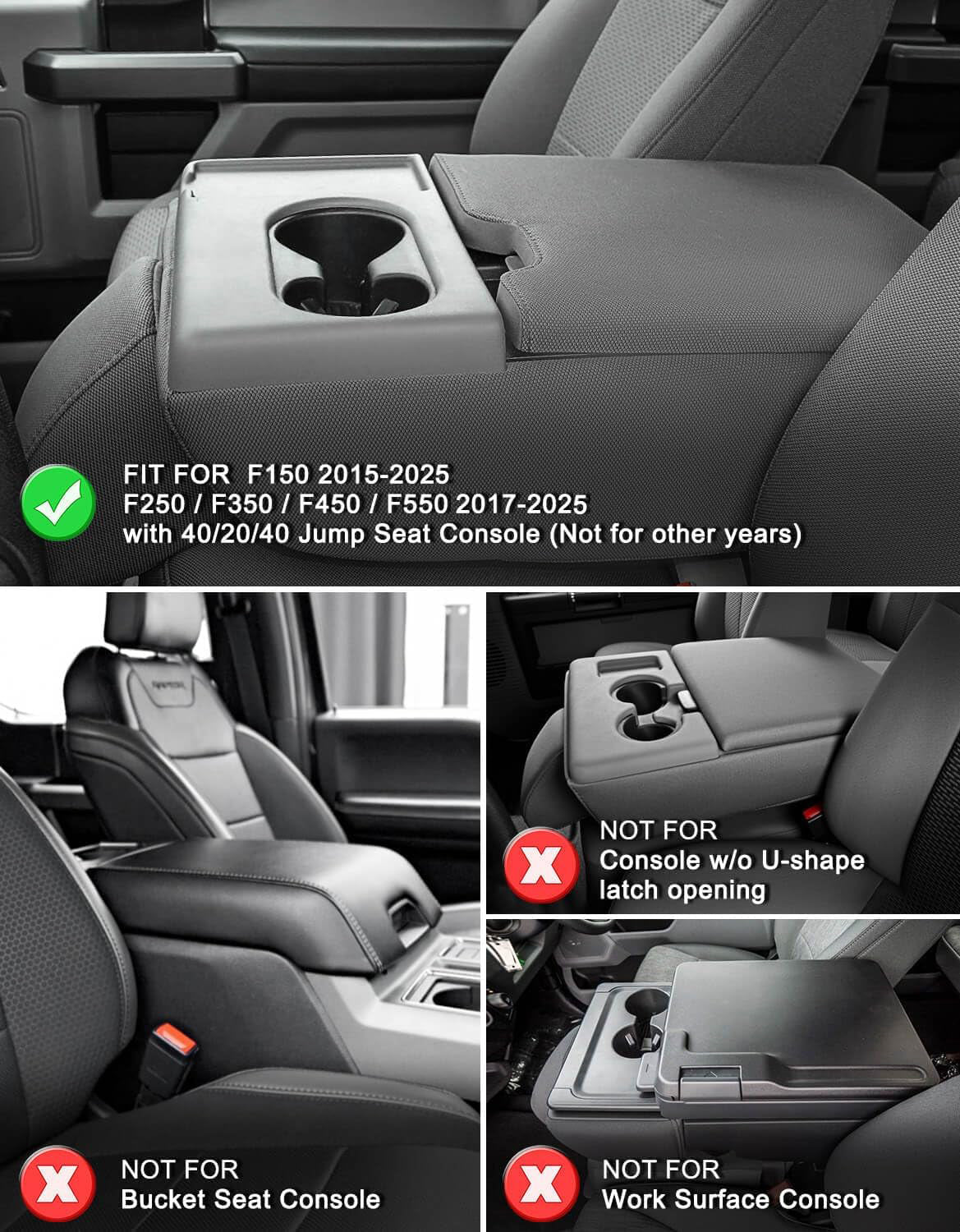 Center Console Armrest Cover Pad for Jump Seat 2015-2025 Ford F150, 2017-2025 Ford F250 F350 F450 F550 Super Duty