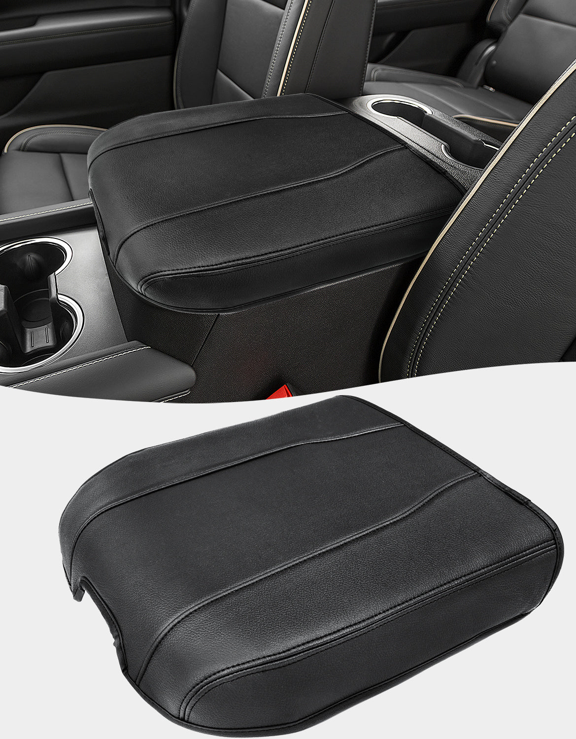 Thin Version Center Console Armrest Cover for Bucket Seat 2019-2026 Chevy Silverado 1500 2500 3500,2019-2026 GMC Sierra 1500 2500 3500,2021-2026 Tahoe/Suburban/Yukon
