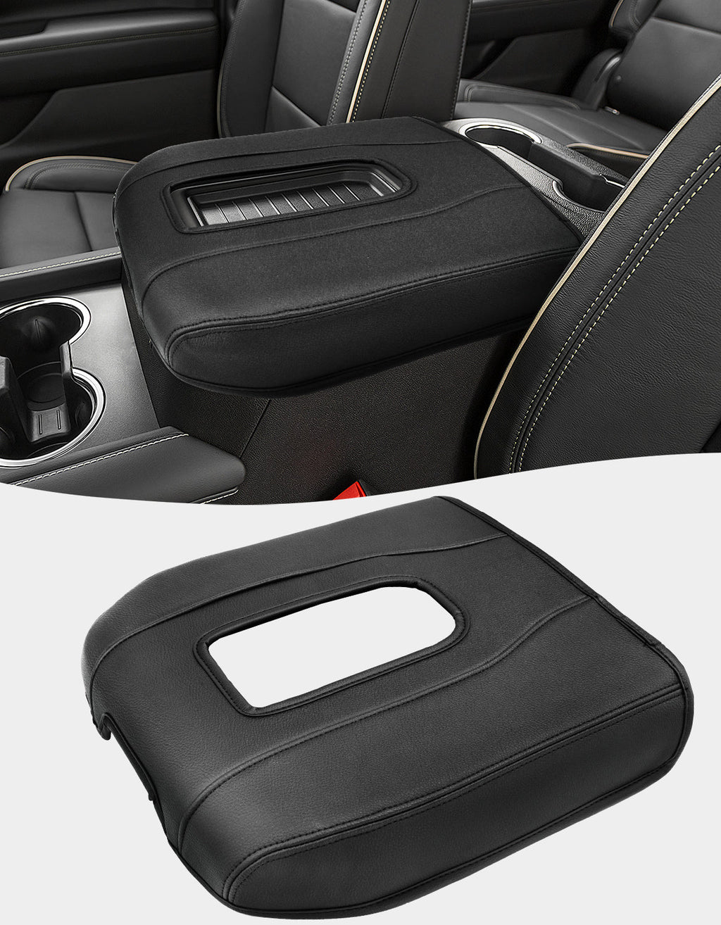 Thin Version Center Console Cushion Cover for Bucket Seat 2019-2026 GMC Sierra 1500 2500 3500,2019-2026 Chevy Silverado 1500 2500 3500, 2021-2026 Tahoe/Suburban/Yukon