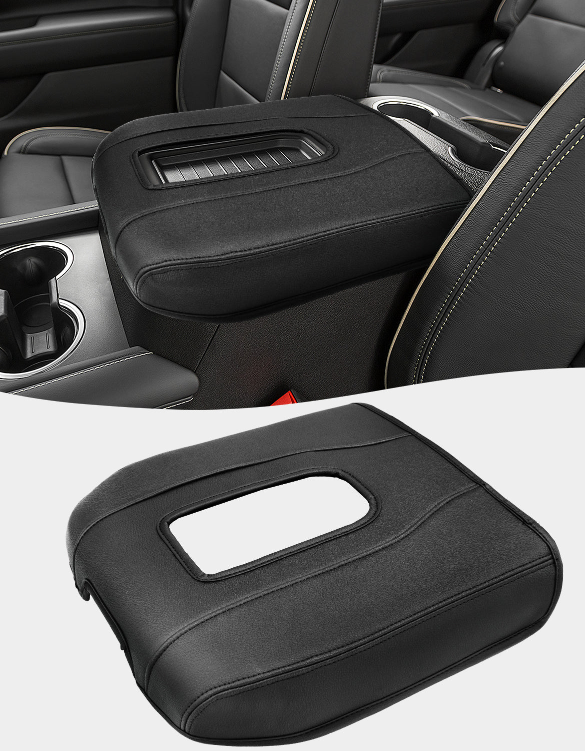 Thin Version Center Console Cushion Cover for Bucket Seat 2019-2026 GMC Sierra 1500 2500 3500,2019-2026 Chevy Silverado 1500 2500 3500, 2021-2026 Tahoe/Suburban/Yukon