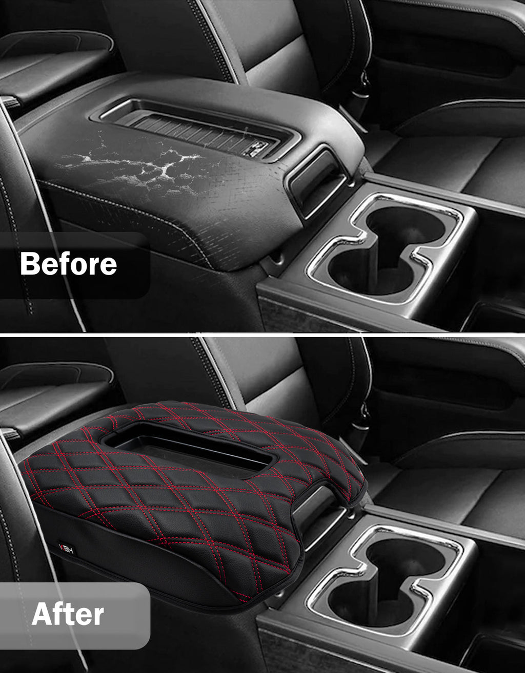 Center Console Armrest Cover Pad for Bucket Seat 2014-2018 Chevy Silverado 1500 2500 3500,2014-2018 GMC Sierra 1500 2500 3500,2015-2020 Tahoe/Yukon/Suburban
