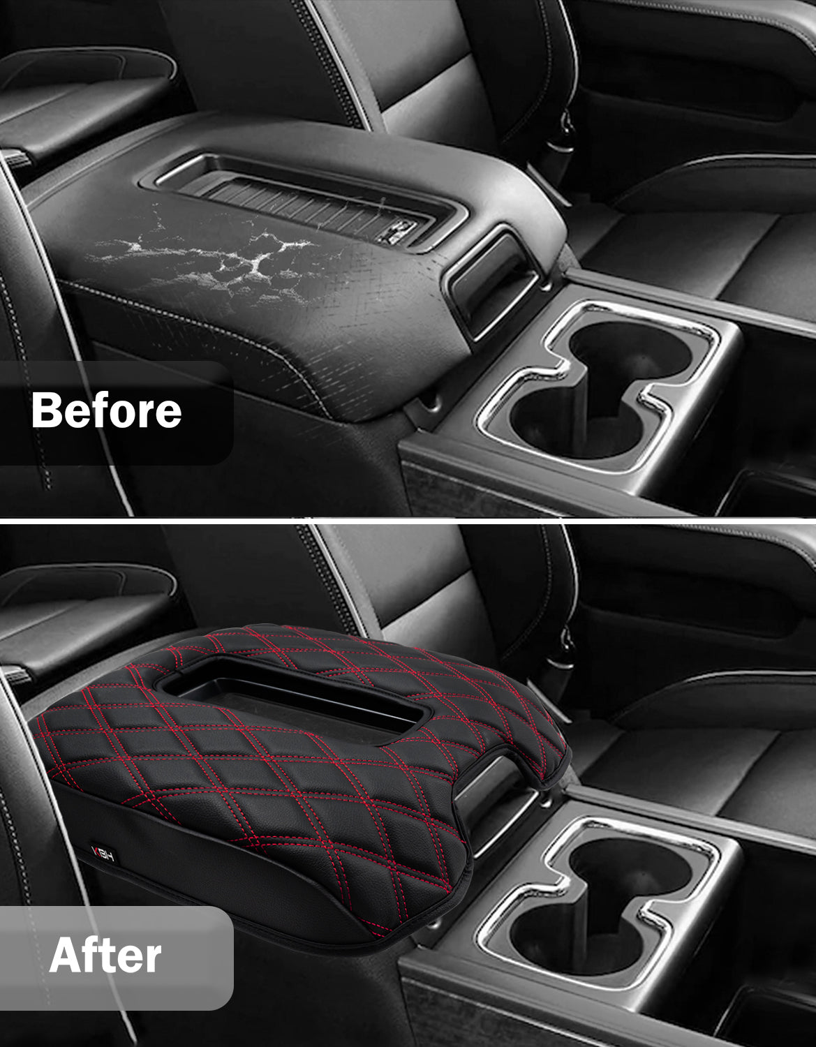 Center Console Armrest Cover Pad for Bucket Seat 2014-2018 Chevy Silverado 1500 2500 3500,2014-2018 GMC Sierra 1500 2500 3500,2015-2020 Tahoe/Yukon/Suburban