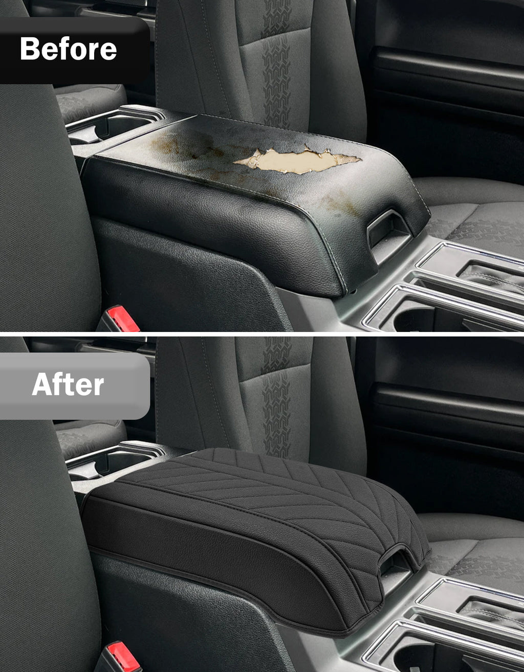 Center Console Armrest Cover Pad for Bucket Seat 2015-2020 Ford F150, 2017-2022 F250 F350 F450 F550 Super Duty, 2018-2024 Ford Expedition