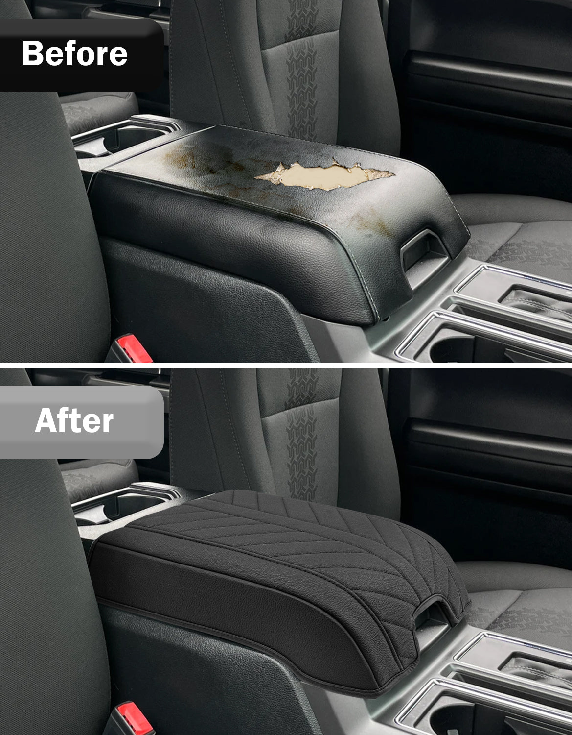 Center Console Armrest Cover Pad for Bucket Seat 2015-2020 Ford F150, 2017-2022 F250 F350 F450 F550 Super Duty, 2018-2024 Ford Expedition