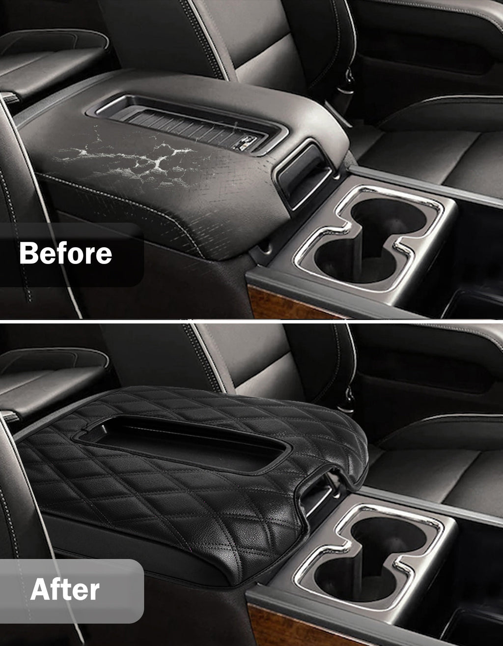 Center Console Armrest Cover Pad for Bucket Seat 2014-2018 Chevy Silverado 1500 2500 3500,2014-2018 GMC Sierra 1500 2500 3500,2015-2020 Tahoe/Yukon/Suburban