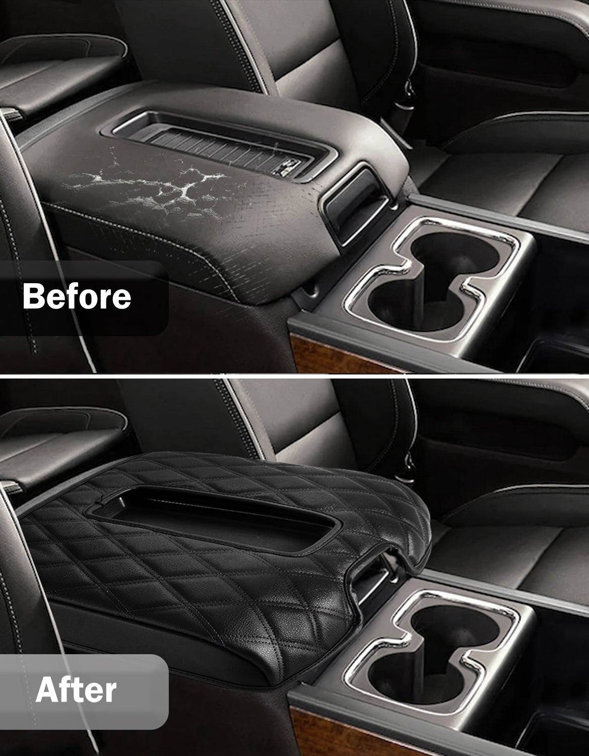 Center Console Armrest Cover Pad for Bucket Seat 2014-2018 Chevy Silverado 1500 2500 3500,2014-2018 GMC Sierra 1500 2500 3500,2015-2020 Tahoe/Yukon/Suburban