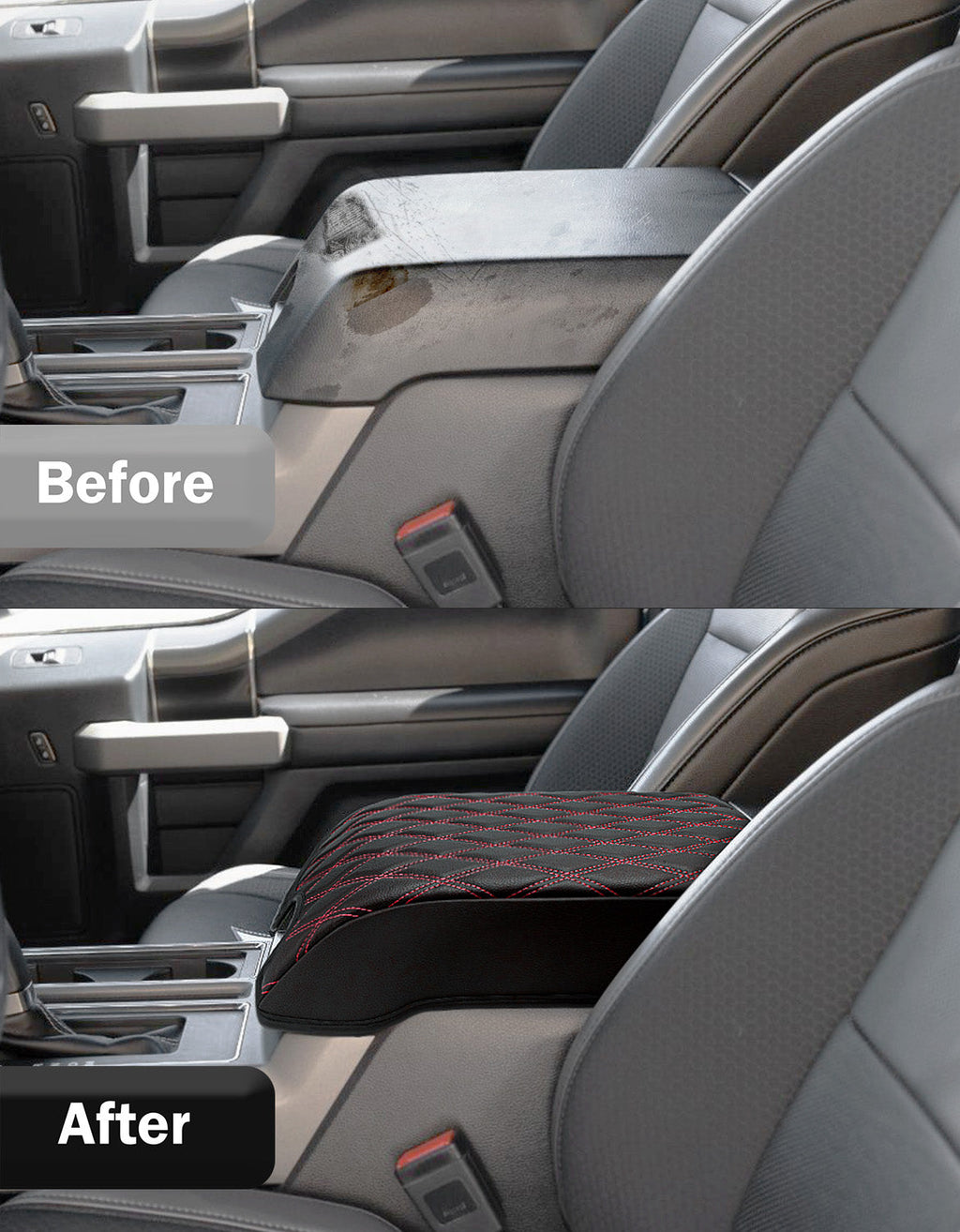 Center Console Armrest Cover Pad for Bucket Seat 2015-2020 Ford F150, 2017-2022 F250 F350 F450 F550 Super Duty, 2018-2024 Ford Expedition