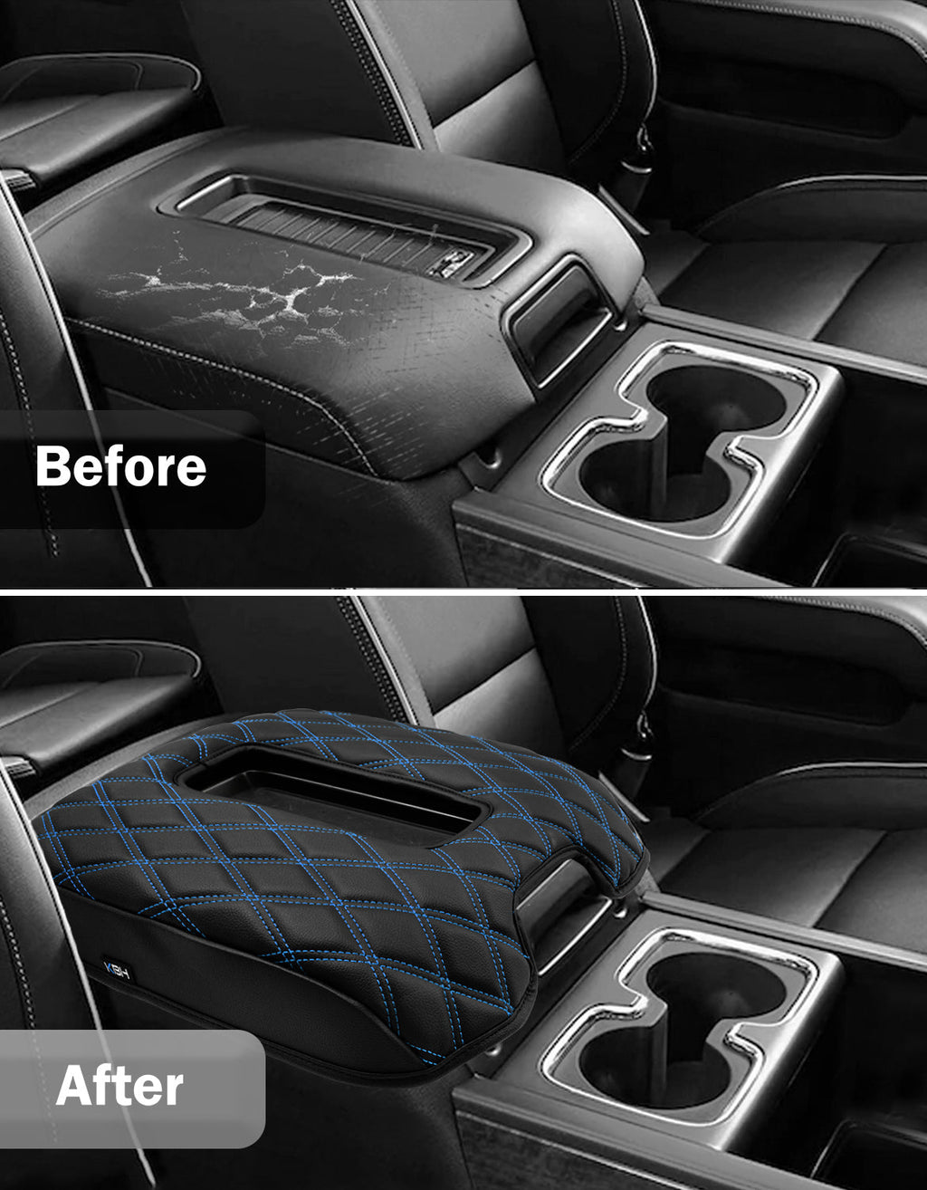 Center Console Armrest Cover Pad for Bucket Seat 2014-2018 Chevy Silverado 1500 2500 3500,2014-2018 GMC Sierra 1500 2500 3500,2015-2020 Tahoe/Yukon/Suburban