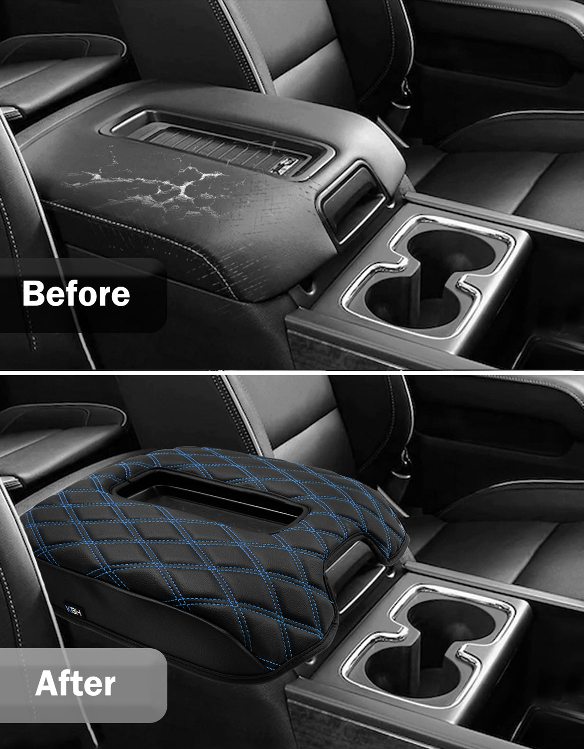 Center Console Armrest Cover Pad for Bucket Seat 2014-2018 Chevy Silverado 1500 2500 3500,2014-2018 GMC Sierra 1500 2500 3500,2015-2020 Tahoe/Yukon/Suburban