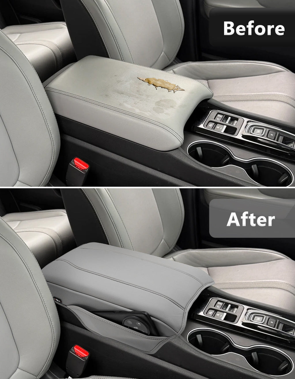 Center Console Armrest Cover for Honda Pilot 2023-2026, Honda Ridgeline 2024-2025, Honda Passport 2024-2026，Middle Console Lid Protector with Side Pockets