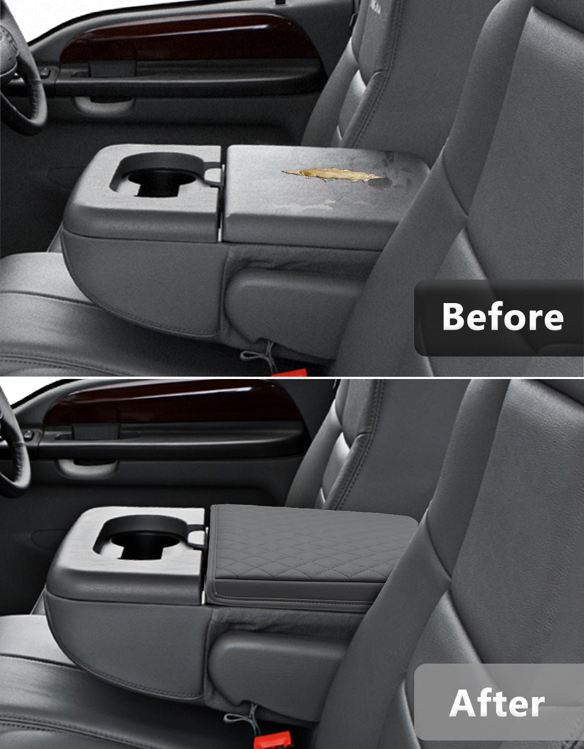 Center Console Armrest Cover Pad for Jump Seat 1999-2010 Ford F250 F350 F450 Super Duty,2001-2005 F550 Super Duty