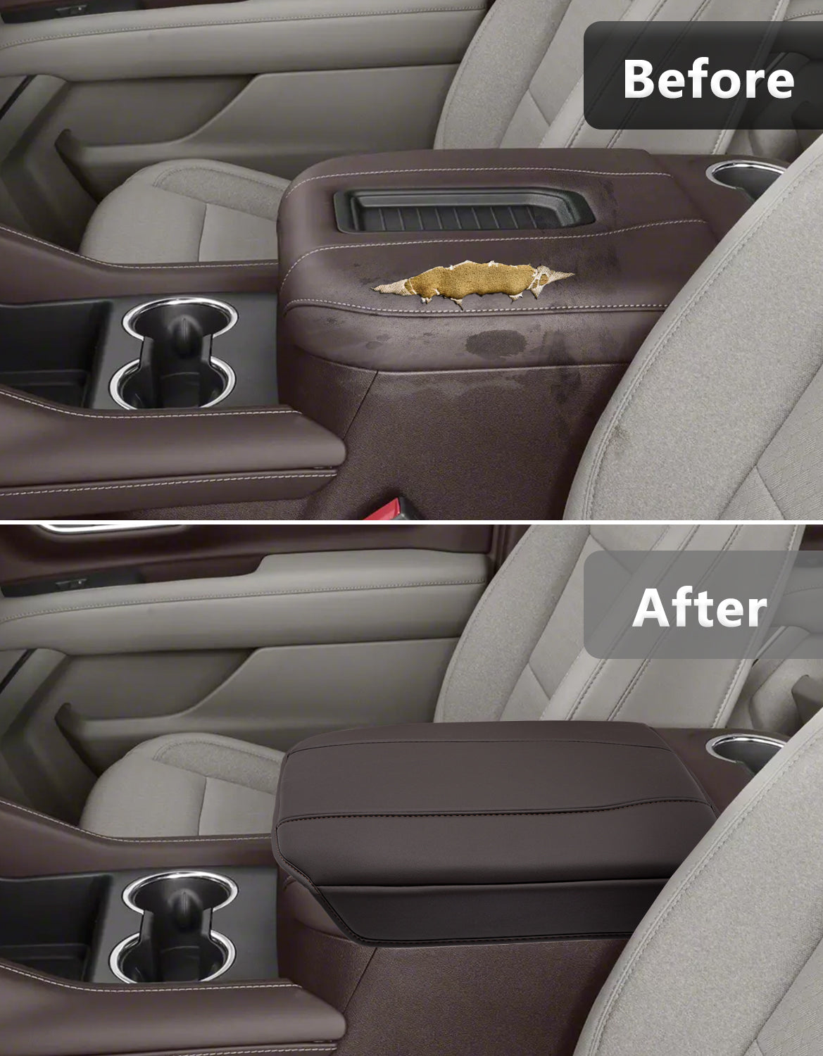 Thick Version Center Console Cushion Cover for  Bucket Seat 2019-2026 GMC Sierra 1500 2500 3500,2019-2026 Chevy Silverado 1500 2500 3500, 2021-2026 Tahoe/Suburban/Yukon