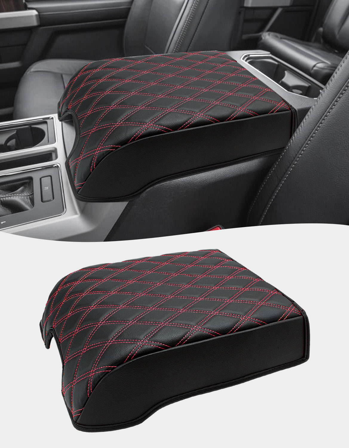 Center Console Armrest Cover Pad for Bucket Seat 2015-2020 Ford F150, 2017-2022 F250 F350 F450 F550 Super Duty, 2018-2024 Ford Expedition