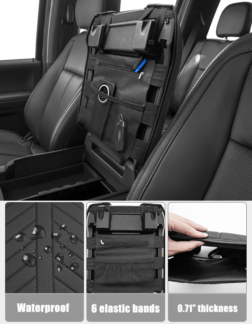 Center Console Armrest Cover Pad for Bucket Seat 2015-2020 Ford F150, 2017-2022 F250 F350 F450 F550 Super Duty, 2018-2024 Ford Expedition