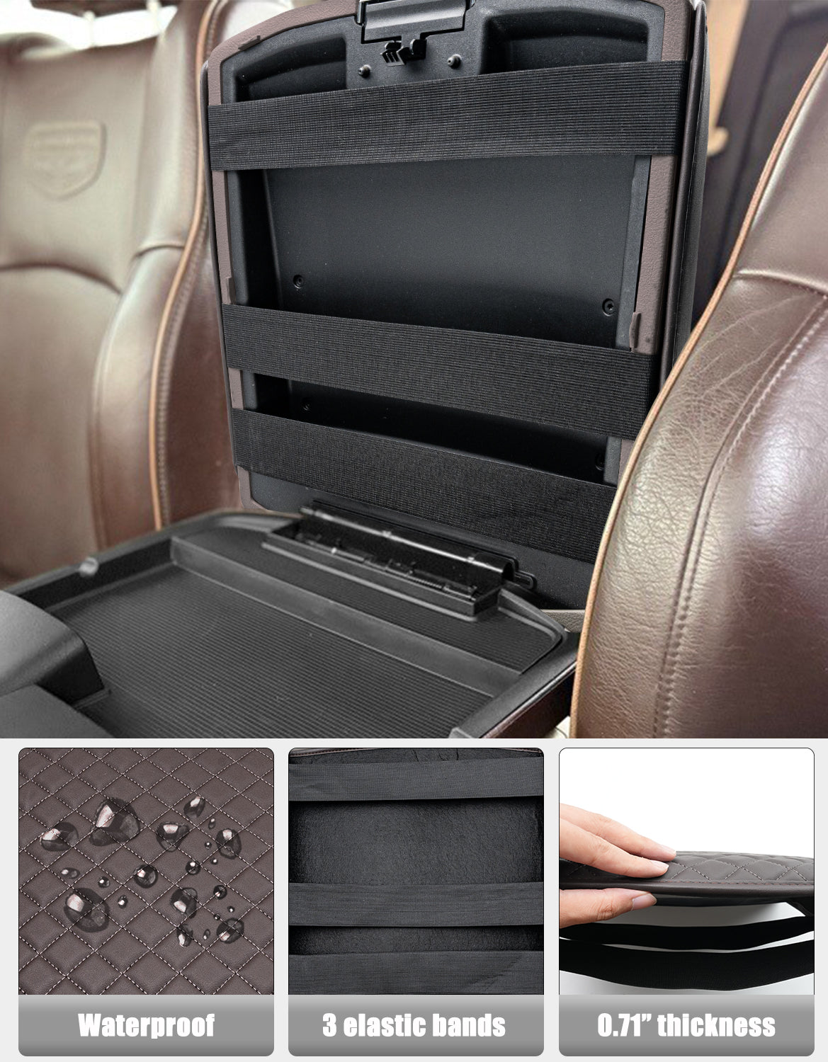 Center Console Armrest Cover Protector for Bucket Seat 2009-2018 Dodge RAM 1500 2500 3500