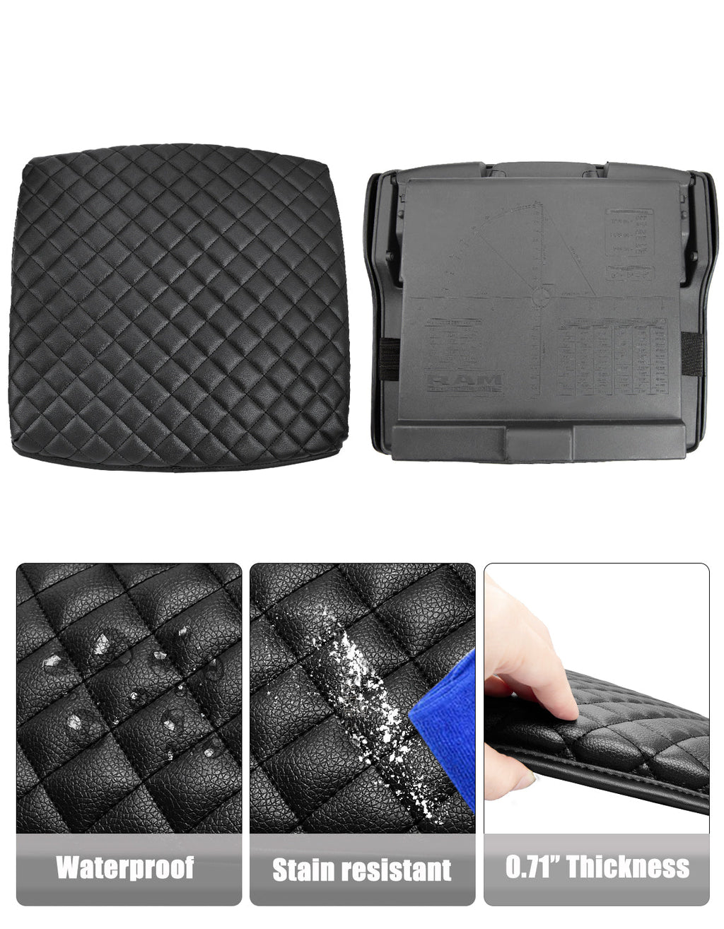 Center Console Armrest Cover Pad Cushion Protector for Bucket Seat 2019-2026 Dodge Ram 1500 2500 3500