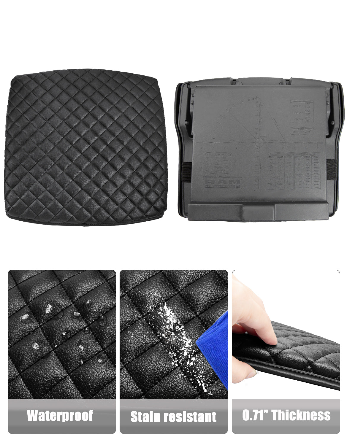 Center Console Armrest Cover Pad Cushion Protector for Bucket Seat 2019-2026 Dodge Ram 1500 2500 3500