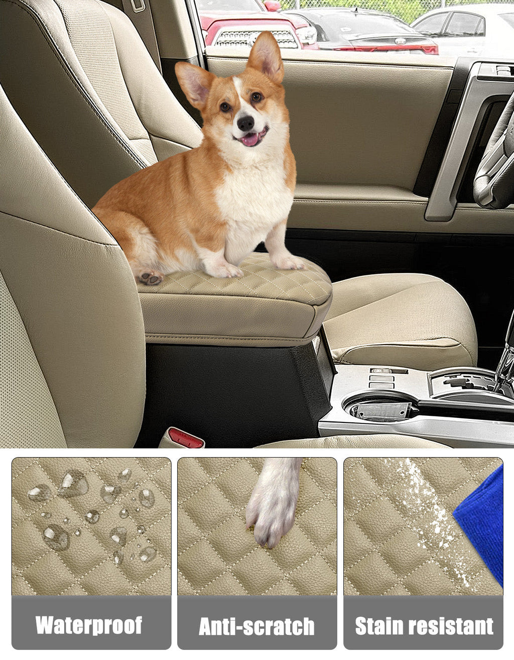 Center Console Armrest Cover Cushion Pad Protector for 2010-2024 Toyota 4Runner