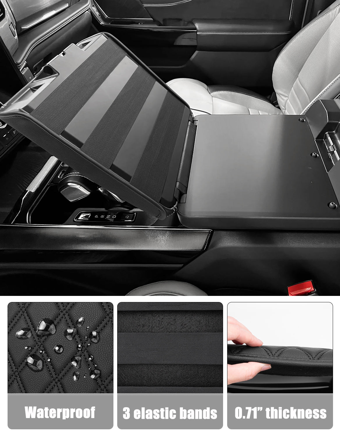 Center Work Surface Armrest Cushion for 2021-2026 Ford F150, 2022-2026 F150 Lightning