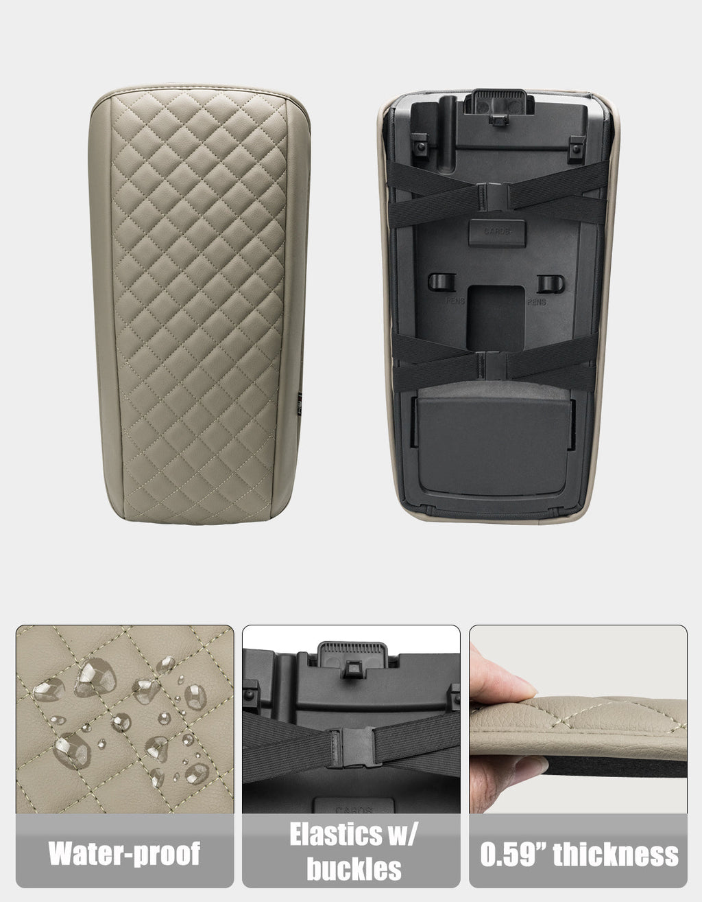 Center Console Armrest Cover Cushion Pad Protector for Ford Edge 2011-2014
