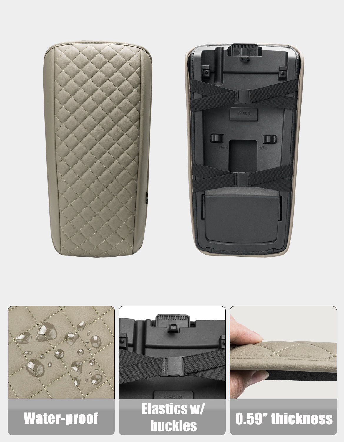 Center Console Armrest Cover Cushion Pad Protector for Ford Edge 2011-2014