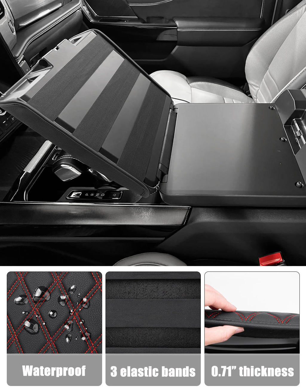 Center Work Surface Armrest Cushion for 2021-2026 Ford F150, 2022-2026 F150 Lightning