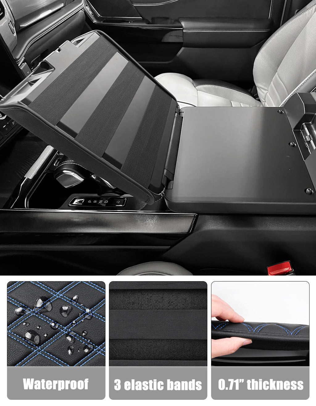 Center Work Surface Armrest Cushion for 2021-2026 Ford F150, 2022-2026 F150 Lightning