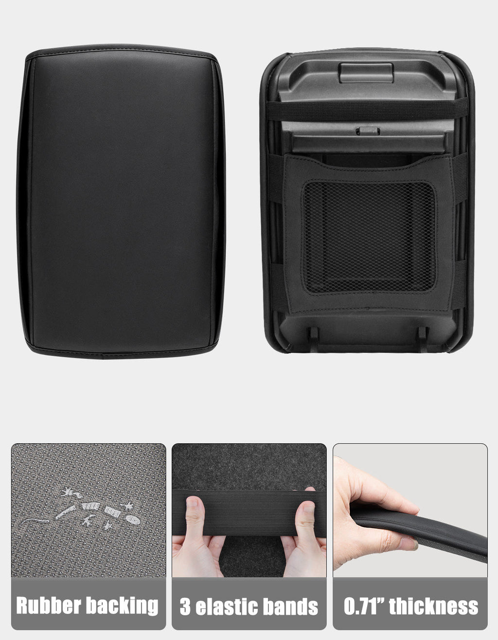 Center Console Armrest Cover for 2017-2023 Tesla Model 3,2020-2025 Tesla Model Y,Middle Console Lid Protector with Side Pockets