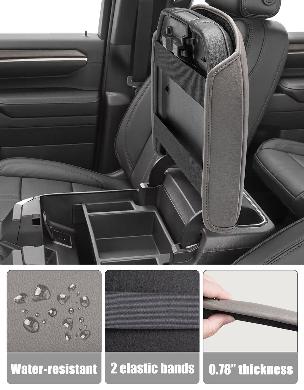 Thick Version Center Console Cushion Cover for  Bucket Seat 2019-2026 GMC Sierra 1500 2500 3500,2019-2026 Chevy Silverado 1500 2500 3500, 2021-2026 Tahoe/Suburban/Yukon