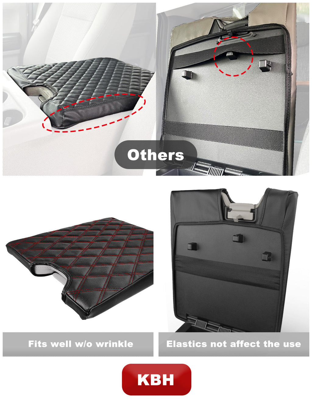 Center Console Armrest PU Leather Cover for Jump Seat 2015-2025 Ford F150 , 2017-2025 Ford F250 F350 F450 F550 Super Duty