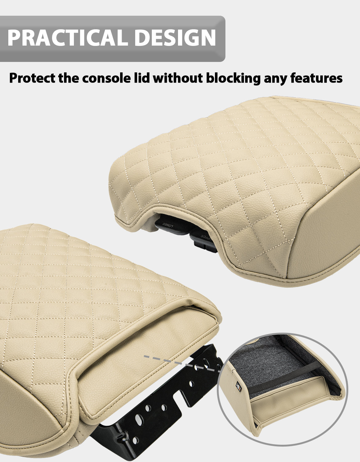 Center Console Armrest Cover Cushion Pad Protector for 2013-2020 Nissan Pathfinder,2013-2020 Infiniti QX60 / JX35
