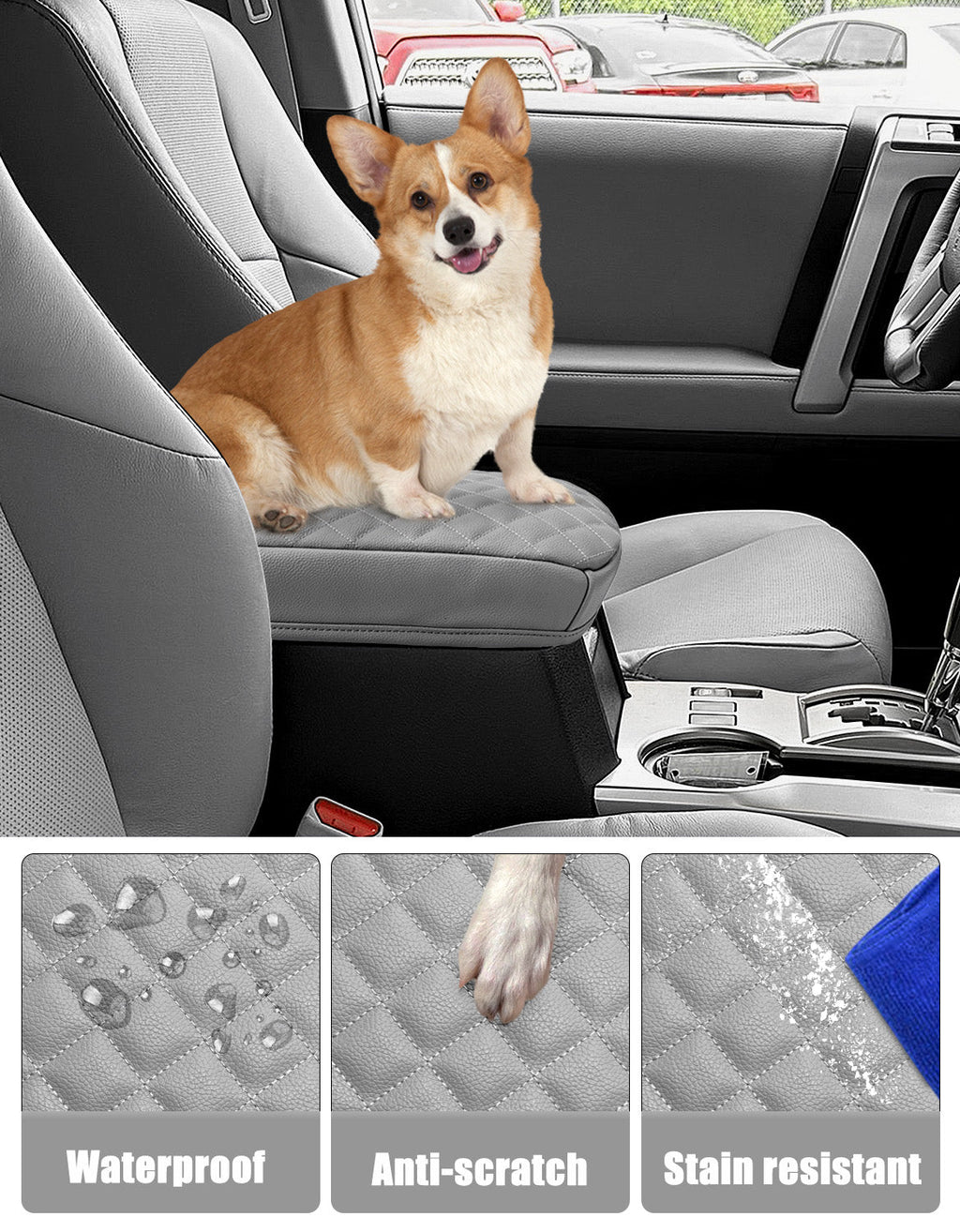 Center Console Armrest Cover Cushion Pad Protector for 2010-2024 Toyota 4Runner