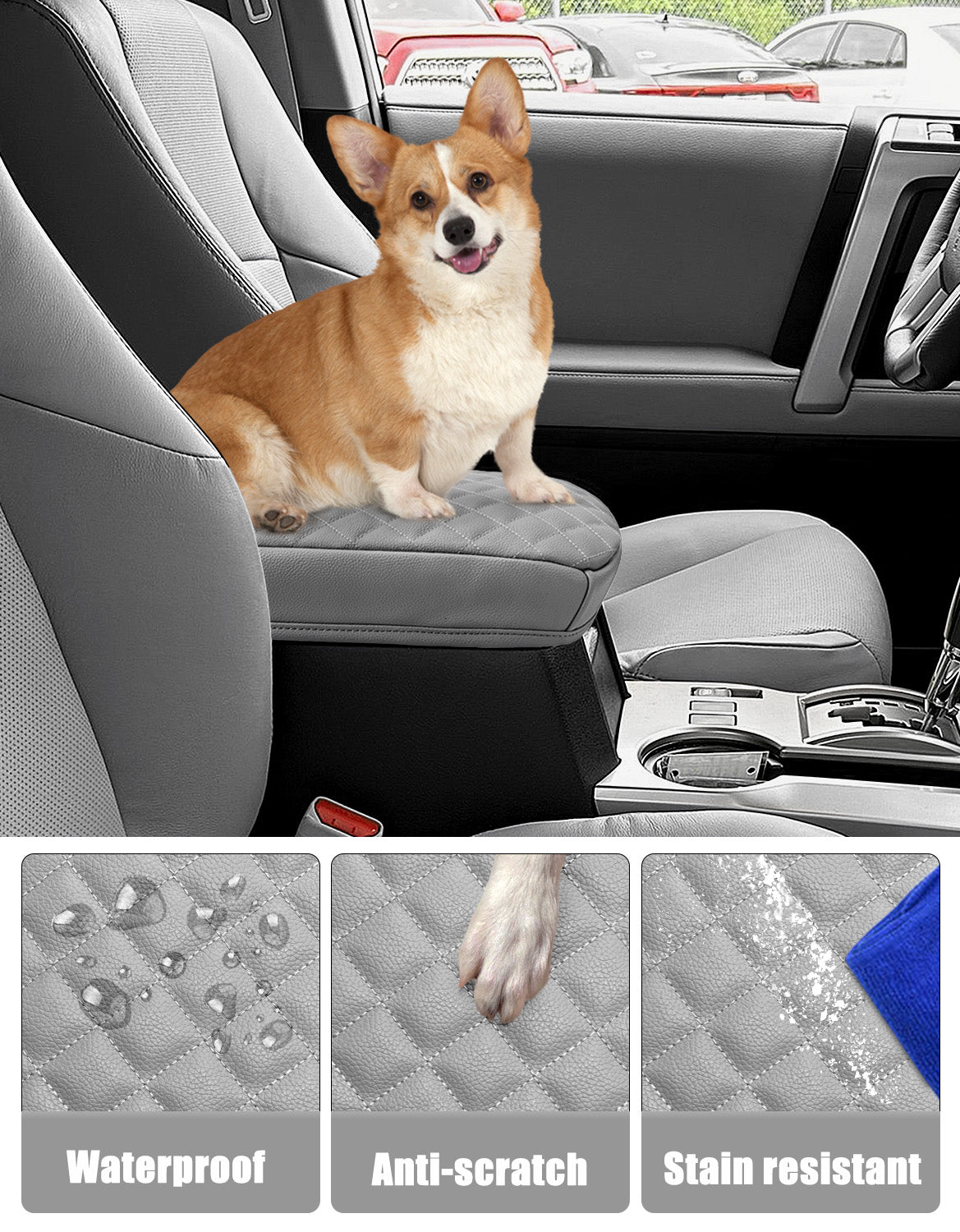 Center Console Armrest Cover Cushion Pad Protector for 2010-2024 Toyota 4Runner